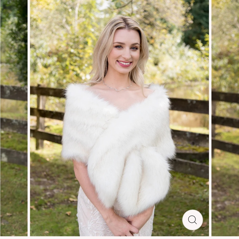 Elegant White Faux Fur Bridal Shawl Wrap